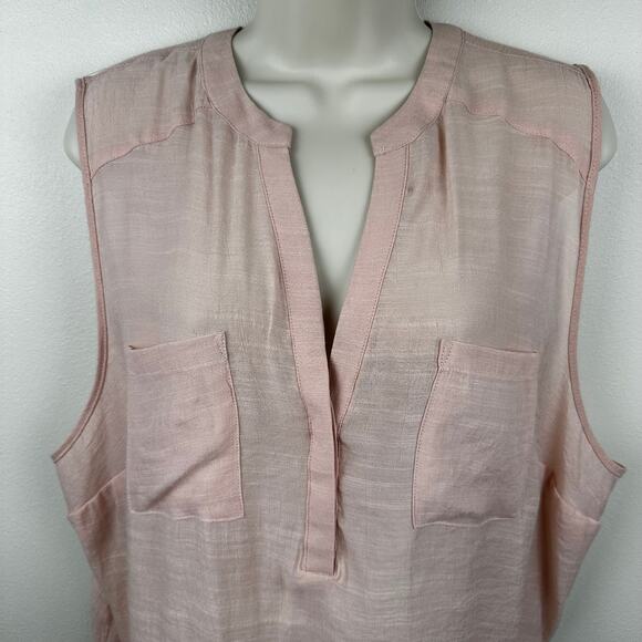 NEW Torrid Harper Blouse Top Blush Slub Sleeveless Pullover Semi Sheer Size 1X - Picture 4 of 12